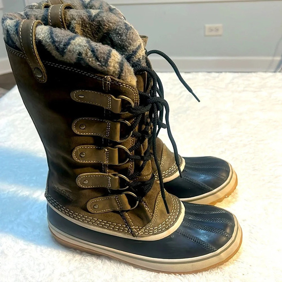 Sorel Women’s Sz 9.5 Joan Of Arctic Knit Army Green Snow Outdoor Winter Boots - Picture 3 of 16